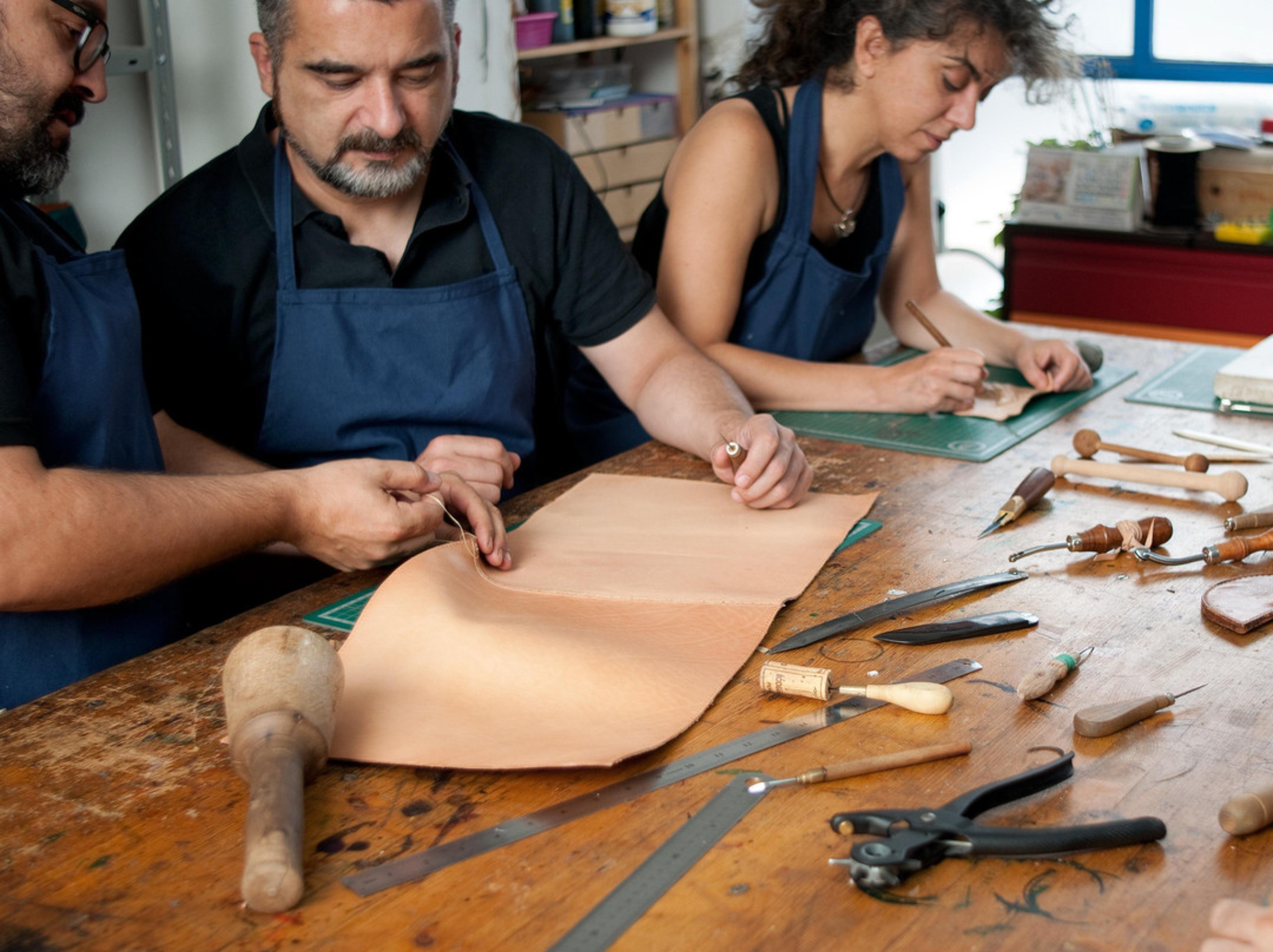 People taking part in a craft workshop